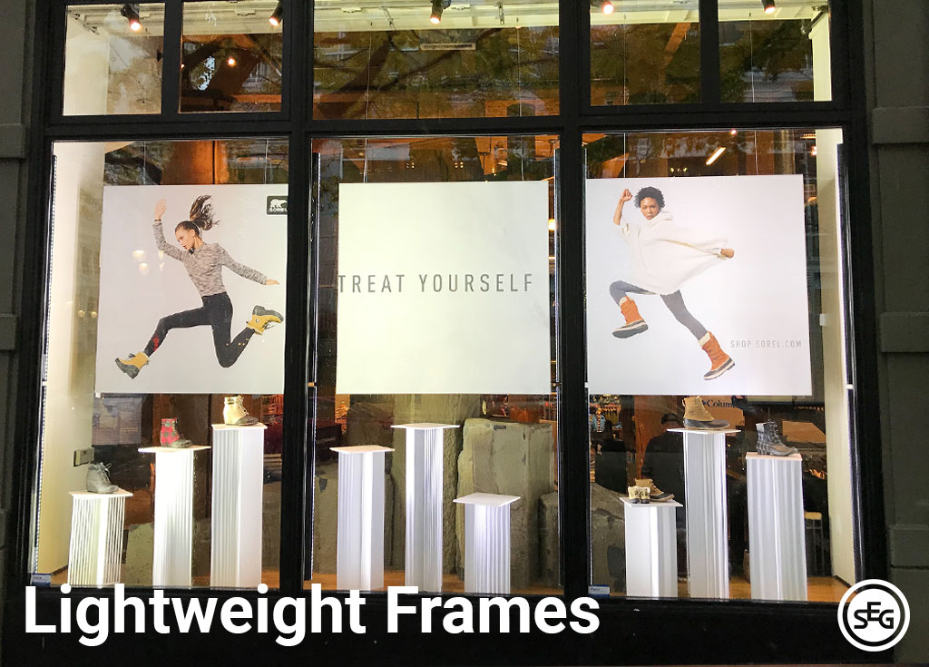 window display, lightweight frames, hanging frames, suspended lightbox